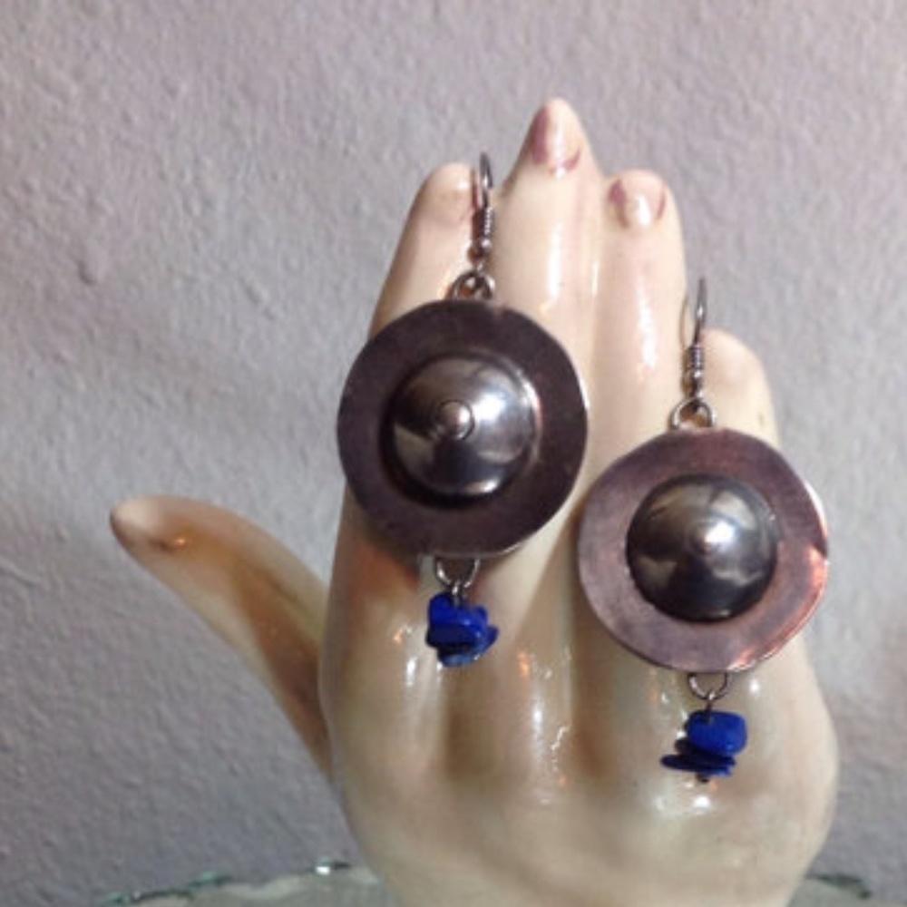 Vintage 925 lapis BOOBS earrings BOOBIES handmade